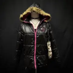 平成ギャル　y2k グランジ　ファー付き　ダウンジャケット　ハート　平成女児