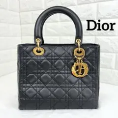 【美品】✨ディオール✨ レディディオール 黒 ラムスキン ハンドバッグ