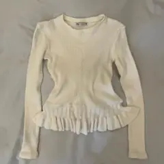 ZARA フリルヘムニットトップス