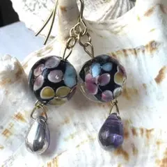 とんぼ玉ハンドメイドピアス508