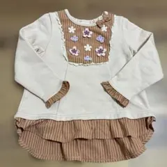 Souris 花柄刺繍 長袖カットソー 110cm