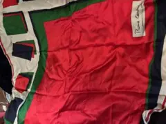 Pierre Cardin 大判シルクスカーフ 赤 緑