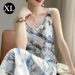 ノースリーブ ワンピース レディース 綿麻 ロング 花柄 Aライン マキシ丈