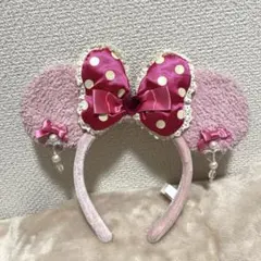 ディズニー　カチューシャ　ピンク　ミニー　イヤリング　リボン　ドット