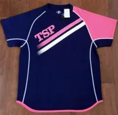 TSP 卓球ウエア 半袖シャツ 男女兼用Oサイズ ネイビー×ピンク【新品未使用】