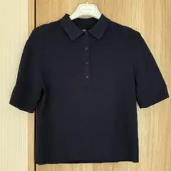 【美品】UNIQLO WOMEN ポロセーター 半袖　Navy Lサイズ