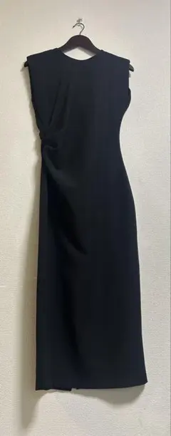 ZARA ブラックノースリーブロングドレス スリーブレスタイトドレス 黒 M