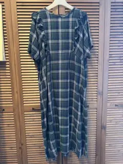 TSUHARU リネン チェック ワンピース