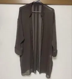 GU ブラウン シースルー 長袖シャツ