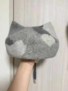 □新品□Dodge Hat 三毛猫ベレー帽 しっぽ付き カラーセピア サイズF