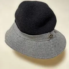 バケットハット 黒と白のチェック柄