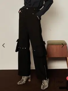 andwang Studs point pocket flare pants 黒 - メルカリ