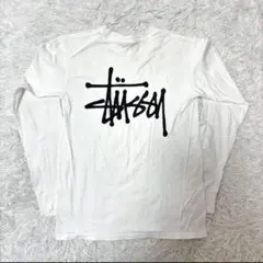 ステューシー ロンT 長袖 ホワイト バックロゴ 白 ワンポイント