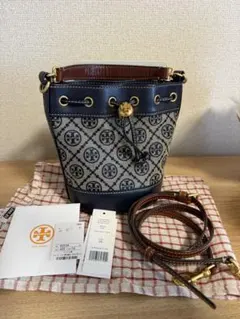 未使用級✨ トリーバーチ Tモノグラム 巾着 ハンドバッグ ショルダー 