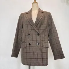 【新品・未使用】チェック柄 ダブルブレスト テーラードジャケットM