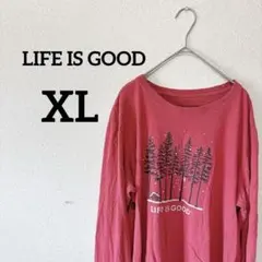 LIFE IS GOOD 【XL】長袖Tシャツ ロンティ ロンT 秋冬 イラスト