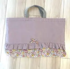 フリル付き花柄手提げ袋　29✖️44