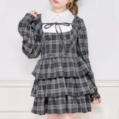 pium フロントホックティアードミニワンピース グレーチェック 完売品