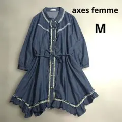 フェアリーグランジ　レースデニムシャツワンピース　axes femme　森ガール