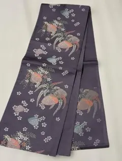3-G 京袋帯　和柄　ポリエステル　紫