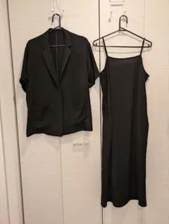 LEPSIMブラックキャミワンピースとジャケットセット