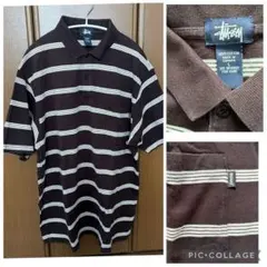 Stussy ボーダー ポロシャツ Lサイズのサムネイル
