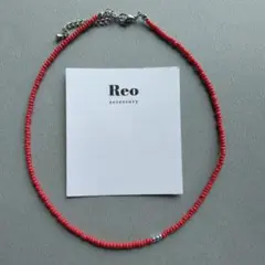 №2147レッドカラービーズネックレス