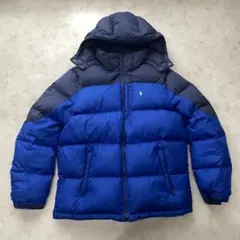 POLO RALPH LAUREN M ダウンジャケット 青　刺繍　ビッグポニー