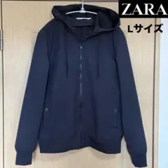 ZARA ジッパー フーディー ネイビー Lサイズ