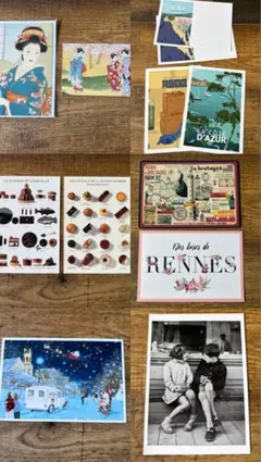 アートポストカード　イラストカード フランス風 和風 レトロ アンティーク調