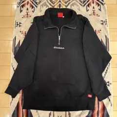 Dickies ブラック ハーフジップ トレーナー L
