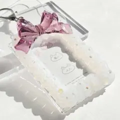 大きいリボンのホイップデコ　トレカケース　キーホルダー【B8】