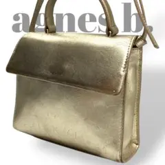 アニエスベー　ショルダーバッグ　ハンドバッグ 2wayゴールド　斜め掛け
