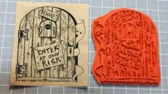 ハロウィン　ゴーストハウス　扉からゴーストこんにちは　ラバースタンプ　スタンプ