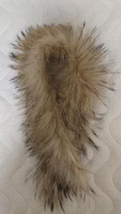 ファー マフラー ベージュ系 フリンジ付き