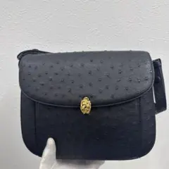 ✨極美品 オーストリッチ風 ハンド ショルダーバッグ 2way グレー 高級 