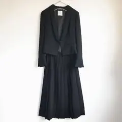 美品 iCB アイシービー セットアップ ジャケット＆プリーツロングスカート 黒