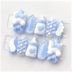 〖 現品 〗ネイルチップ118量産型地雷系水色スカイブルー天使界隈サブカル