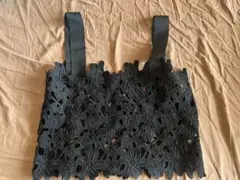 ブラック花柄レースノースリーブトップス