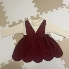 赤い長袖ワンピース 60-70cm