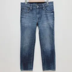 ユニクロ|レギュラーフィット ストレートジーンズ【31】ユーズドカラー シンプル