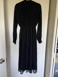 ブラックレースロングドレス