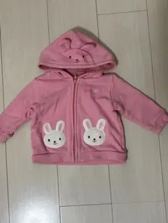 MIKI HOUSE ミキハウス フードパーカー 70 うさぎ ピンク 耳付き