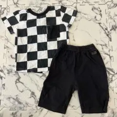 ベビーパジャマ チェック柄 Tシャツ ショートパンツセット 90cm