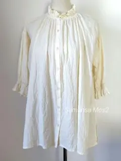 サマンサモスモス フリル襟 ブラウス キナリ コットン シワ加工