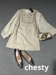 chesty刺繍ワンピース：普段使いから結婚式、二次会、謝恩会などに！