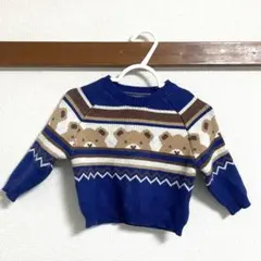 クマ柄ニットセーター 6-9m