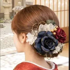 薔薇の髪飾り♡ 成人式髪飾り 振袖 和装 ワインレッド＆ブラック