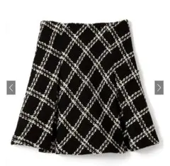 GRL ダイヤチェック柄ツイードフレアミニスカート