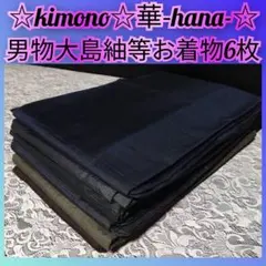 B238【男物】本場大島紬等お着物6枚まとめ売り!!着付け/リメイク/洋服